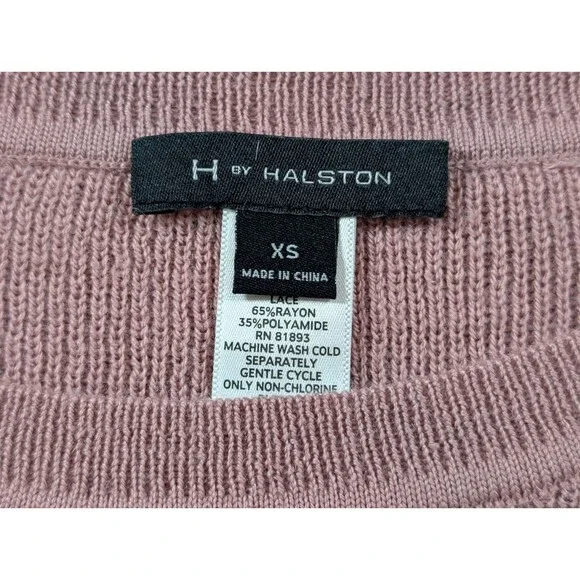 H by Halston Sweater Women’s XS Pink Wool Blend Lace Lightweight - Picture 6 of 9